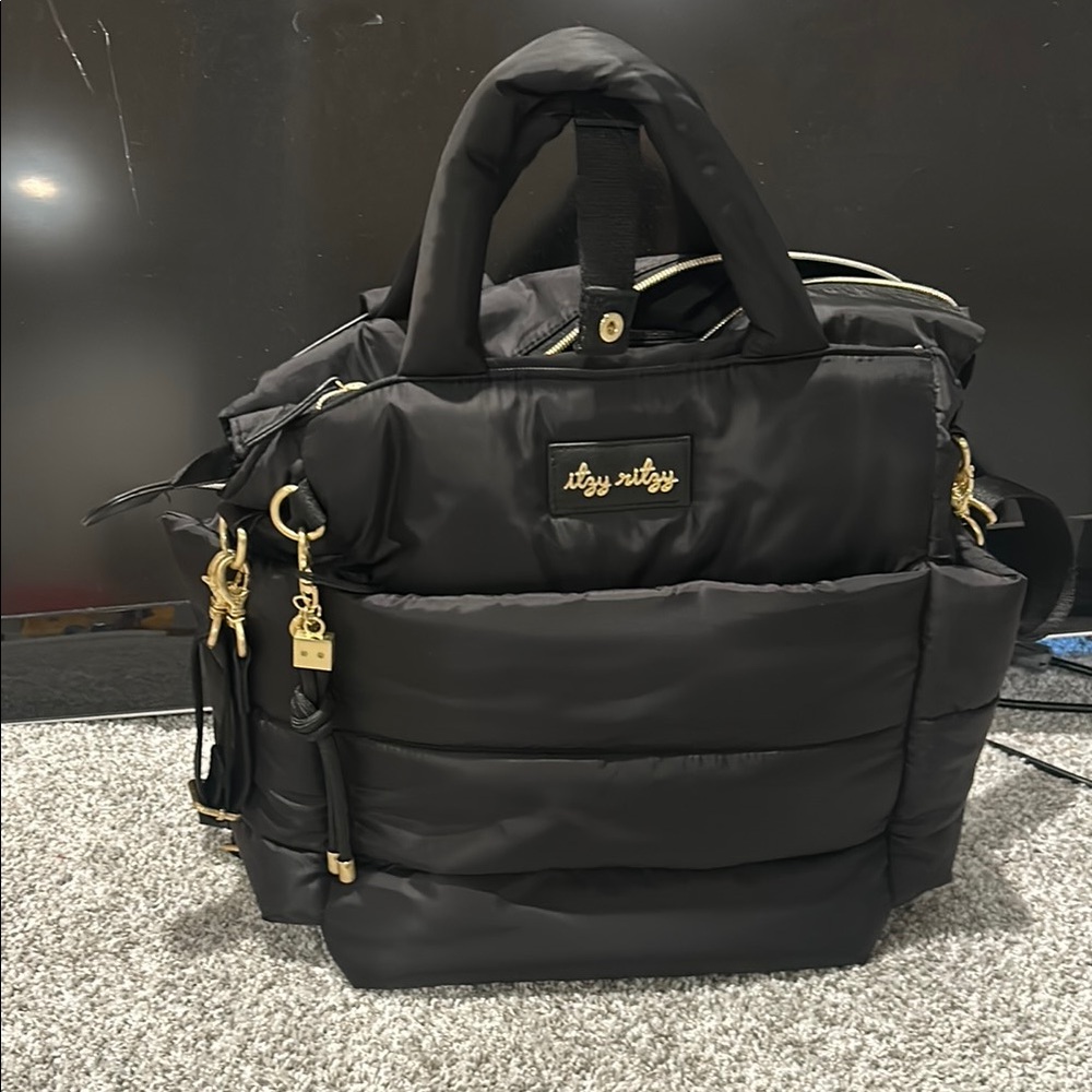 Itzy Ritzy Black Puffer Diaper Bag